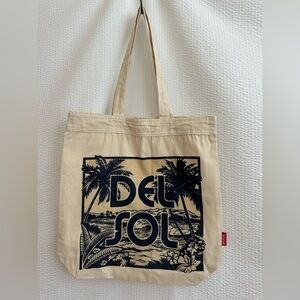 Del Sol Canvas Tropical Palm Tree Color Changing Vacation Tote Bag NWOT